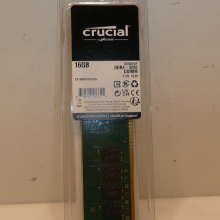 Crucial Micron 16GB (1 X 16GB) DDR4 UDIMM 3200 CL19 Unbuffered Desktop Memory Ki