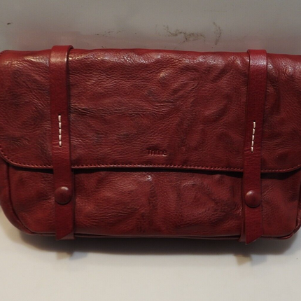 Trifine Unisex Concrete Leather Satchel, Red, One Size