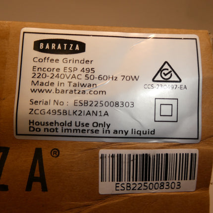 Baratza, Encore ESP 230V Coffee Grinder, Black, ZCG495BLK