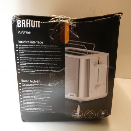 Braun PurShine 2 Slice Toaster White/Silver HT1510WH