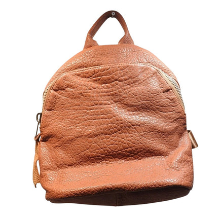 Trifine Unisex Pebbled Leather Backpack Handbag, Tan, One Size