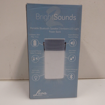 Lava BrightSounds 2 Wireless Bluetooth Speaker W/LED Lamp/Powerbank Charger
