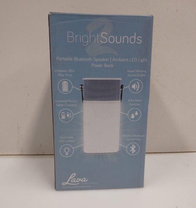 Lava BrightSounds 2 Wireless Bluetooth Speaker W/LED Lamp/Powerbank Charger