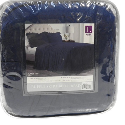 Lush Decor Ruffle Skirt Bedspread, Navy, Queen