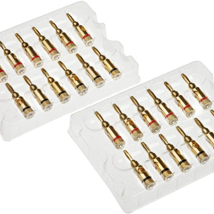 Amazon Basics 24k Gold Connector Banana Plugs, 24 Pack (12 Red, 12 Black)