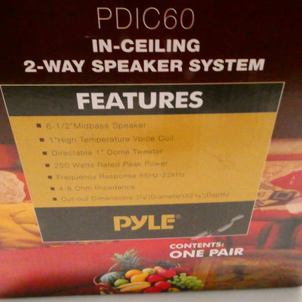 Pyle 6.5'' In-Wall/In-Ceiling Midbass Speakers (Pair) - 2-Way Woofer Speaker Sys