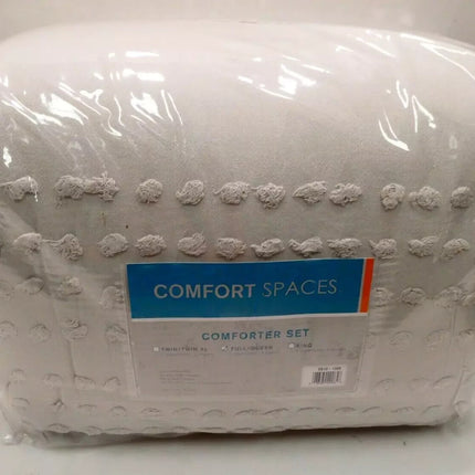 Comfort Spaces Cotton Comforter Set Jacquard Pom-Pom Tufts Design, Down Alternat
