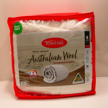 Tontine Australian Wool Quilt Single Size - Super Warm, Heavy Weight Rating, Nat