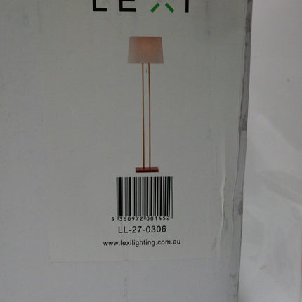 Lexi Lighting Arden Floor Lamp, Warm Base Metal Base, Ivory Fabric PVC Shade, H1