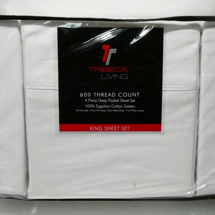 Tribeca Living 600 Thread Count Egyptian Cotton Sateen Extra Deep Pocket Sheet S