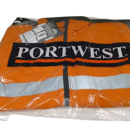 Portwest 100% Cotton 4-in-1 Jacket MJ777, Orange/Navy - Small