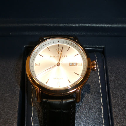 MASERATI Men's 'Epoca' Quartz Stainless Steel and Leather Fashion Watch, Color:B