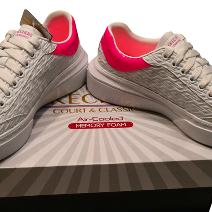 Skechers Women's Cordova Classic Sneaker, Repeat Business - White/Hot Pink, US10