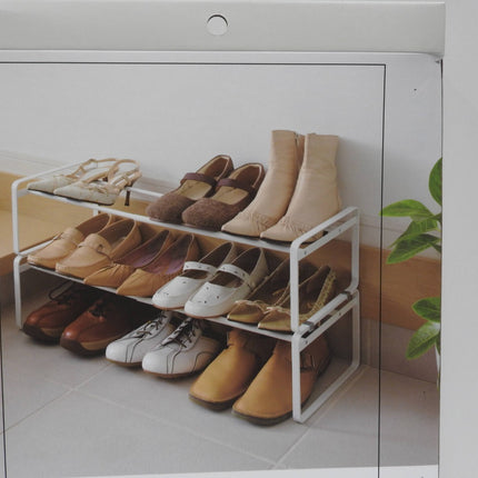 Yamazaki Home Adjustable Shoe Rack-Spacesaving Storage Solution, One Size, White