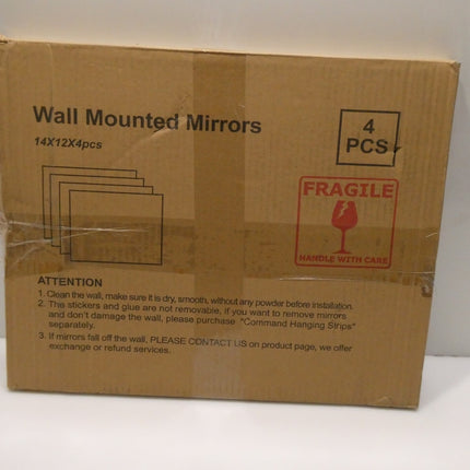 Delma Glass Full Length Wall Mirror Tiles, 14'' x 12'' x 4PCS, Frameless Full Bo