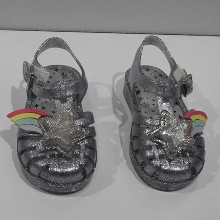 Mini Melissa Possession II Silver Glitter Sandal, Size - 7