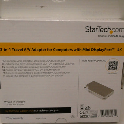 StarTech.com Aluminum Travel A/V Adapter: 3-in-1 Mini DisplayPort to VGA, DVI or
