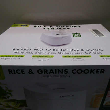 Greenpan Bistro Rice and Grains Cooker 2L White, PFAS & Pfoa-Free Removable C...