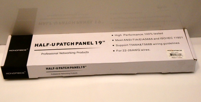 Monoprice SpaceSaver 19in Half-U UTP Cat6 Horizontal 180-degree Patch Panel