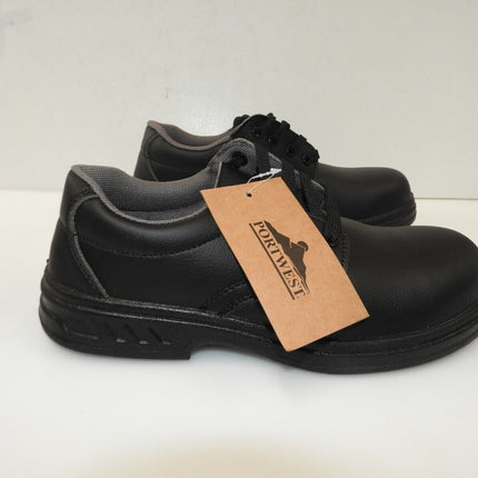 Portwest FW80 Laced Safety Shpoes S2, Black US 7.5, UK 6.5