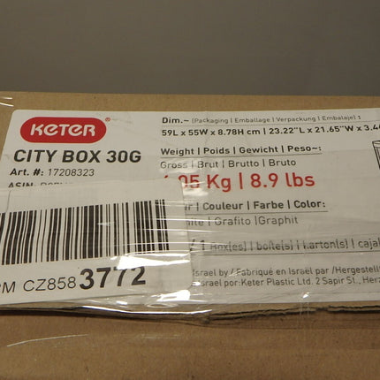 Keter City 30 Gallon Resin Deck Box for Patio Furniture, Pool Accessories, and S