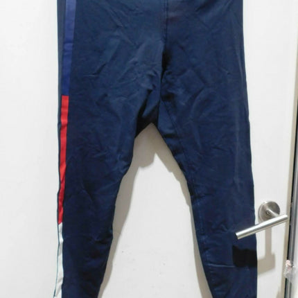 Tommy Hilfiger Women's Logo Waistband Multicolour Stripe Leggings Sky Captain LG