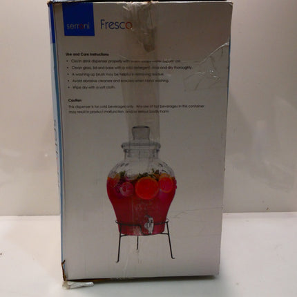 Serroni Soda Glass Beverage Dispenser with Stainless Steel Stand, 10 Litre Capac
