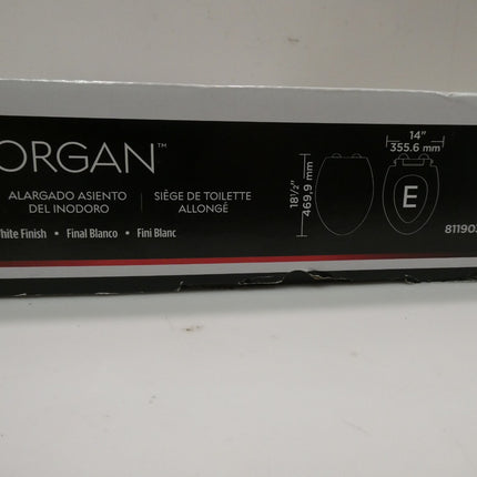 Faucet Morgan Elongated Slow-Close White Toilet Seat with Non-Slip Seat Bumpers,