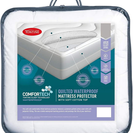 Comfortech Quilted Waterproof Mattress Protector, Queen – Soft Cotton Cover
