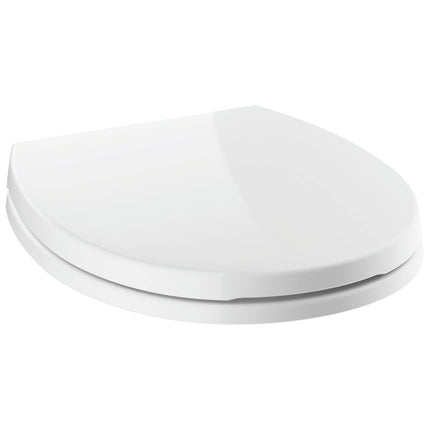 Faucet Morgan Elongated Slow-Close White Toilet Seat with Non-Slip Seat Bumpers,
