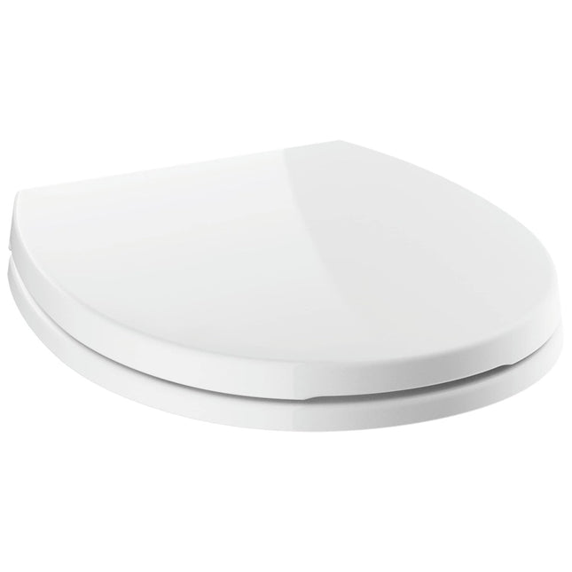 Faucet Morgan Elongated Slow-Close White Toilet Seat with Non-Slip Seat Bumpers,