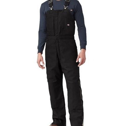 Dickies Men's Duck Insulated Bib Overall, Black, Medium