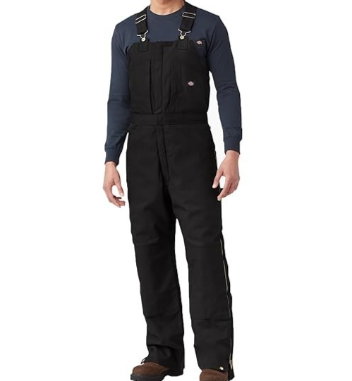 Dickies Men's Duck Insulated Bib Overall, Black, Medium