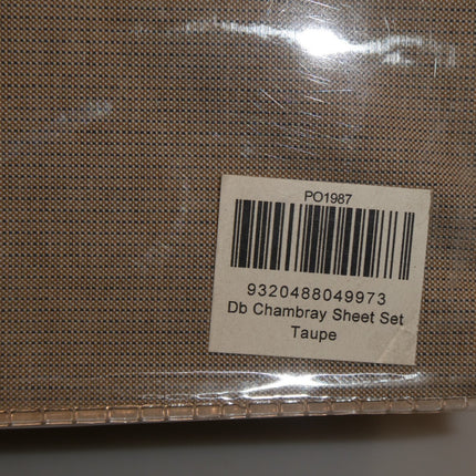 Bambury Chambray Sheet Set, Double, Taupe