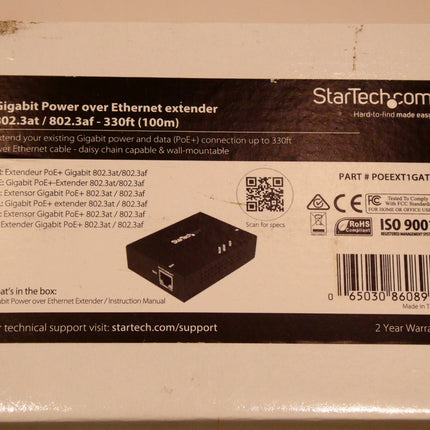Startech.com 1 Port Gigabit PoE+ Extender 802.3at & 802.3af - 100m (330ft)