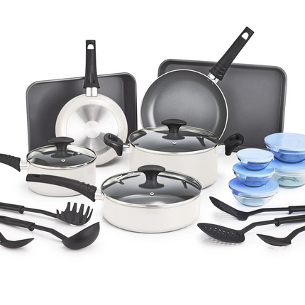BELLA Nonstick Cookware Set with Glass Lids - Aluminum Bakeware, Pots and Pans,