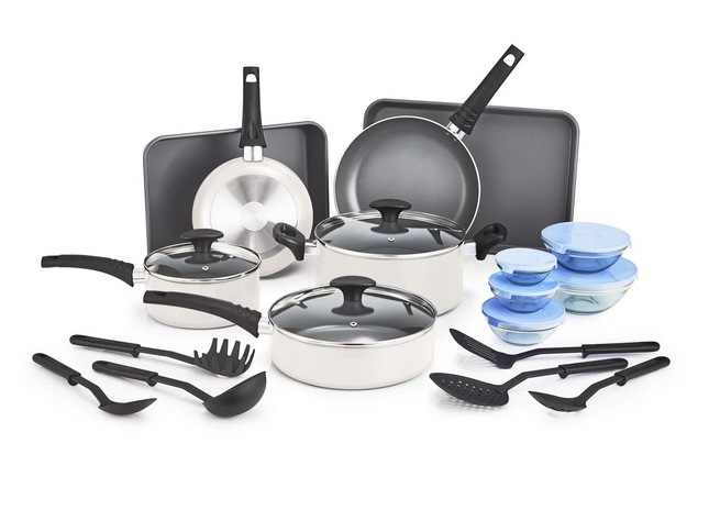 BELLA Nonstick Cookware Set with Glass Lids - Aluminum Bakeware, Pots and Pans,