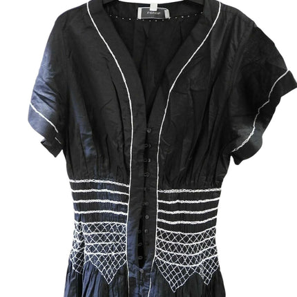 LOVER Women's Sofia Embroided MIDI Dress, Black - 12