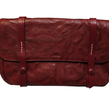 Trifine Unisex Concrete Leather Satchel, Red, One Size