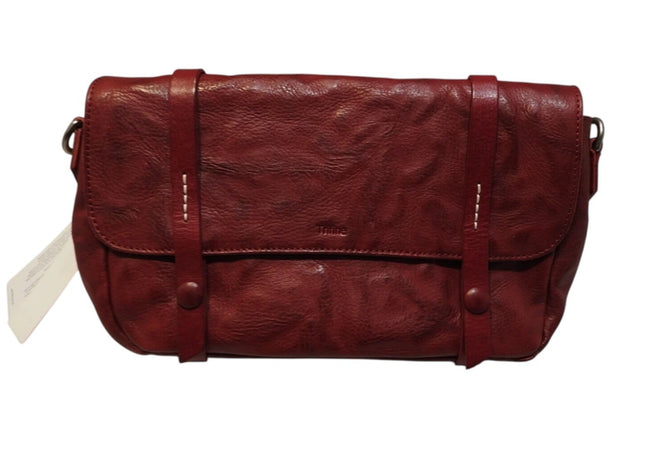 Trifine Unisex Concrete Leather Satchel, Red, One Size
