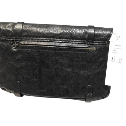Trifine Unisex Concrete Leather Satchel, Black, One Size