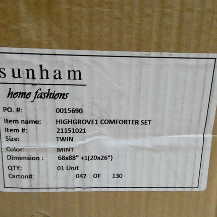 Ted Baker Highgrove 2-Piece Cotton Sateen Comforter Set w/Shams, Twin Mint Green