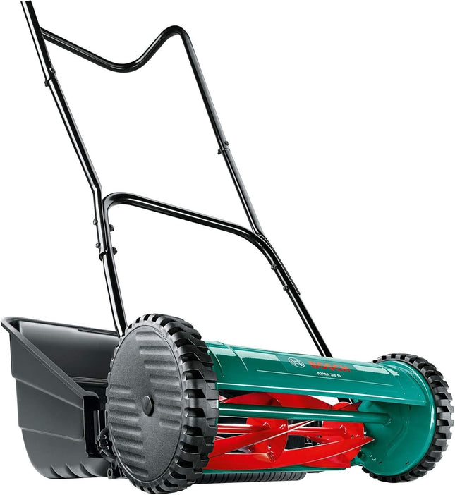 Bosch Hand Push Lawnmower, Manual Lawn Mower with 38Cm Cutting Width (AHM 38G)