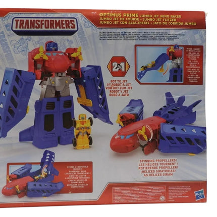 Transformers Toys Optimus Prime Jumbo Jet Wing Racer Playset with 4.5-inch Bumbl