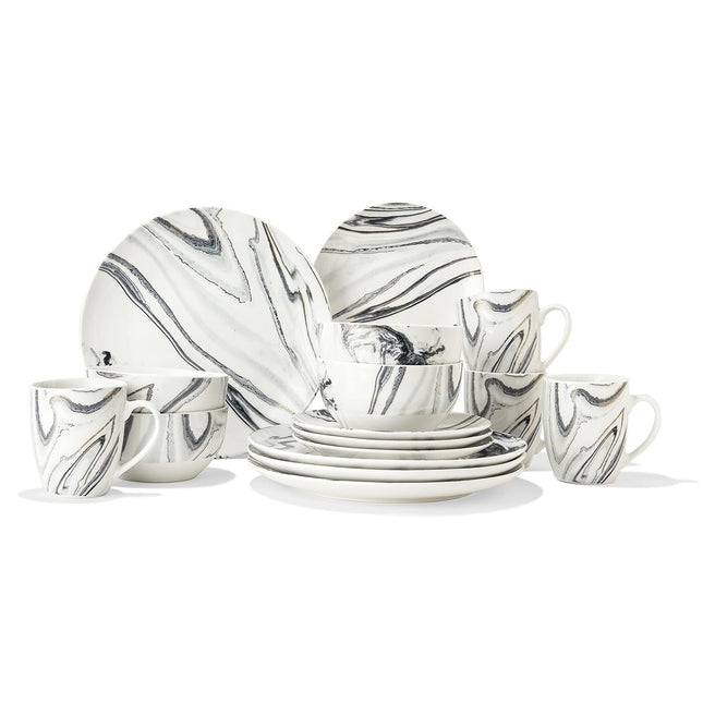 American Atelier 7576-16-RB Marble Coupe Casual Round Dinnerware Set – 16-Piece