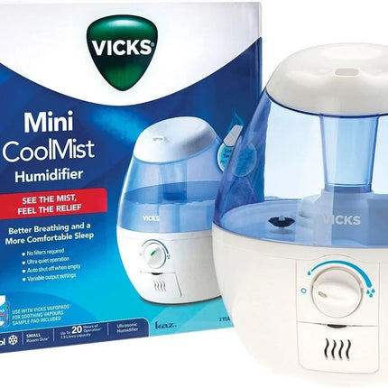 Vicks Mini Cool Mist Humidifier with Auto Shut Off & VapoPads 20 Hours Runtime