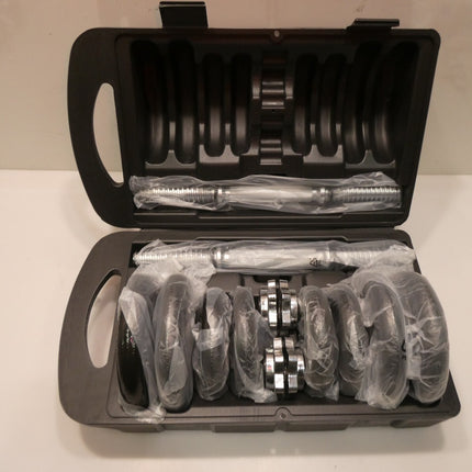 AmazonBasics Adjustable Barbell Lifting Dumbells Weight Set with Case - 17.2 kg,