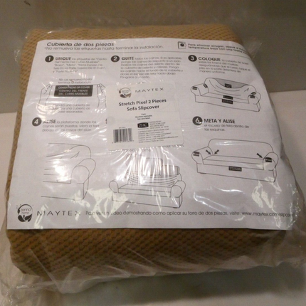 Maytex Pixel Stretch 2-Piece Sofa Furniture Cover/Slipcover, Sand