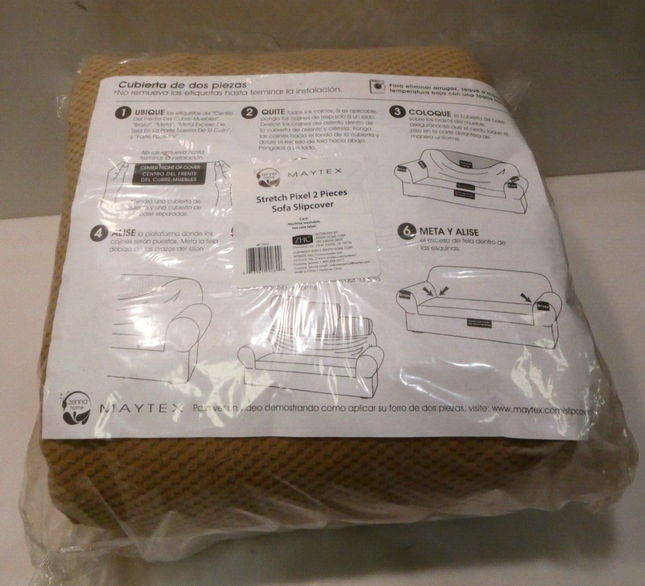Maytex Pixel Stretch 2-Piece Sofa Furniture Cover/Slipcover, Sand
