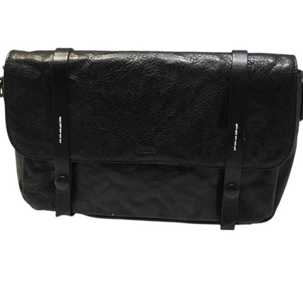 Trifine Unisex Concrete Leather Satchel, Black, One Size